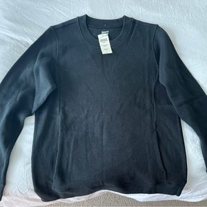 Duluth black women’s rib crewneck sweatshirt with pocket NWT